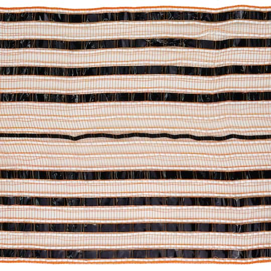 9.5" x 6yd. Orange & Black Stripes Easy Pull Mesh by Celebrate It®